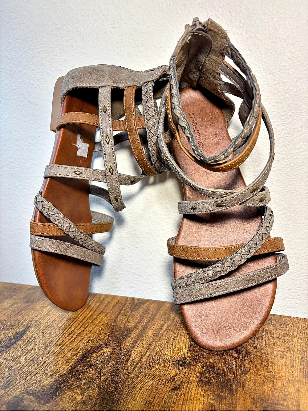 Maurices Strappy Sandals Brown & Gray US 7M